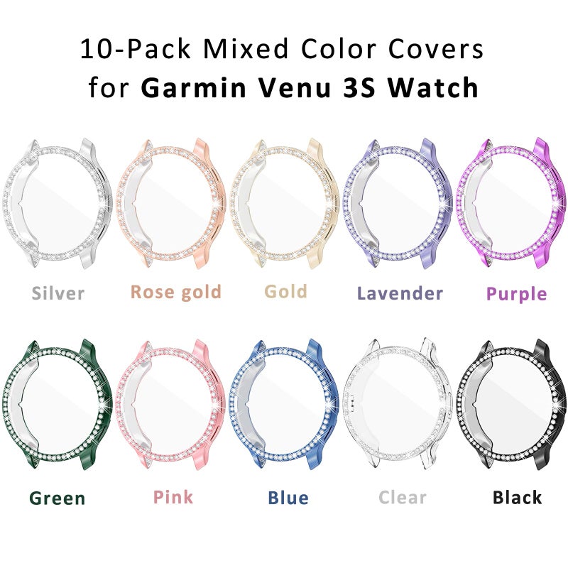 RICHONE [10 Pcs] RICHONE Bling Cases Compatible with Garmin Venu 3S Watch, Soft TPU Diamonds Glitter Screen Protector for Venu 3s, Garmin Smartwatch Face Covers Frame Bezel Bumper Accessories for Women Men - Image 4