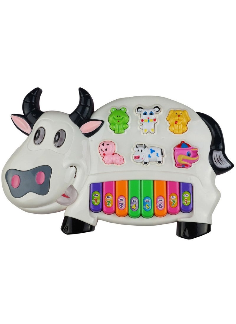 Toys Cow Musical Piano Toy for Kids – Animal Sound & Light Learning Toy – Safe & Fun Early Education Gift for Toddlers  - Image 1