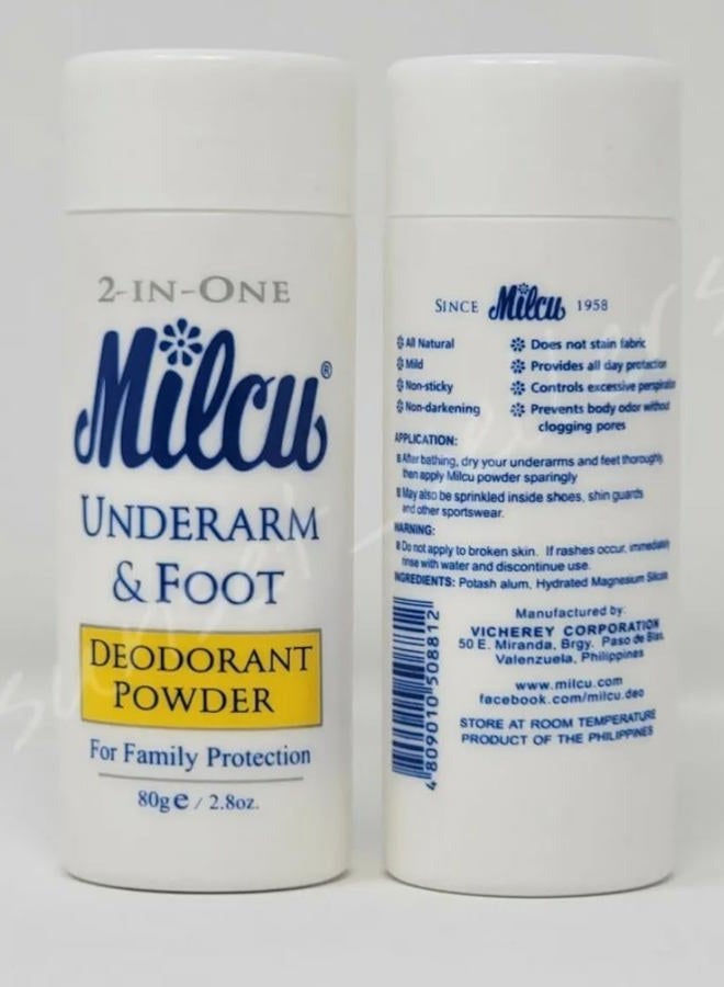 Milcu Underarm & Foot Deodorant Powder 80 grams Large Size by Milcu - Image 2