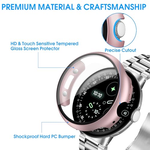 Tiorecime 10 Pack Case for Google Pixel Watch 4 45mm with Tempered Glass Screen Protector, Shockproof Hard PC Bumper, Charge with Case On, Protective Cover Compatible with Pixel Watch 4 45mm - Image 2