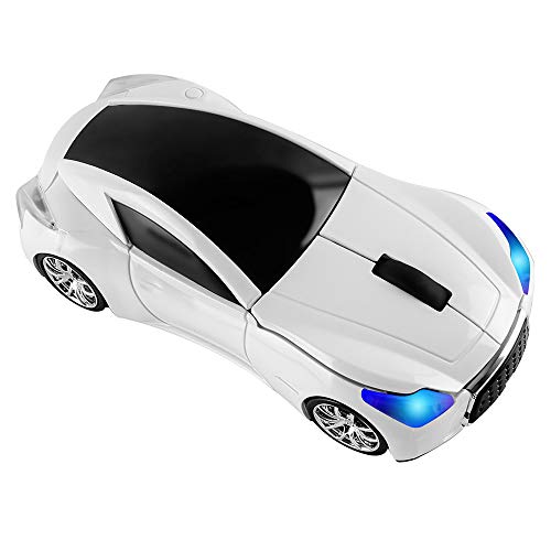 Usbkingdom Cool Sport Car Shaped 2.4GHz Wireless Mouse Optical Cordless Mice with USB Receiver for PC Laptop Computer 1600DPI 3 Buttons White - Image 5