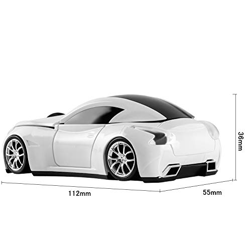 Usbkingdom Cool Sport Car Shaped 2.4GHz Wireless Mouse Optical Cordless Mice with USB Receiver for PC Laptop Computer 1600DPI 3 Buttons White - Image 4
