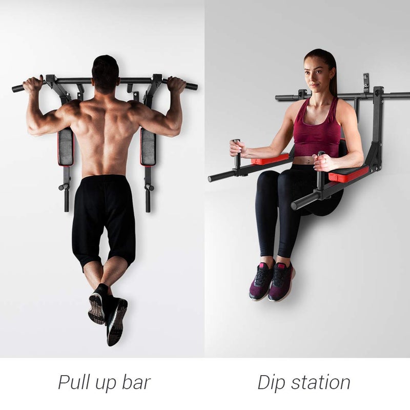 OneTwoFit Multifunctional Wall Mounted Pull Up Bar Chin Up bar Dip Station for Indoor Home Gym Workout, Power Tower Set Training Equipment Fitness Dip Stand Supports to 440 Lbs OT126 - Image 5