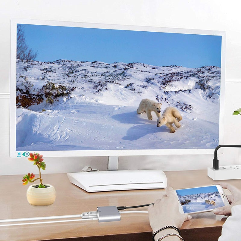 Microware Lightnieng to HDMI VGA AV Adapter Converter Multiple Digital AV Adapter Compatible with iPhone X 8 Plus 7 Plus 6 6S iPad Grey - Image 5