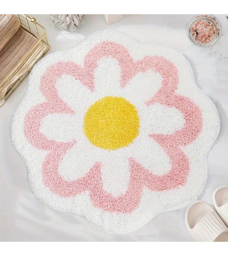Faux 1000G Carpet 80x80cm Nordic Style Floral Irregular Shape Plush Soft Bedroom Rug Washable Home Use - Image 1