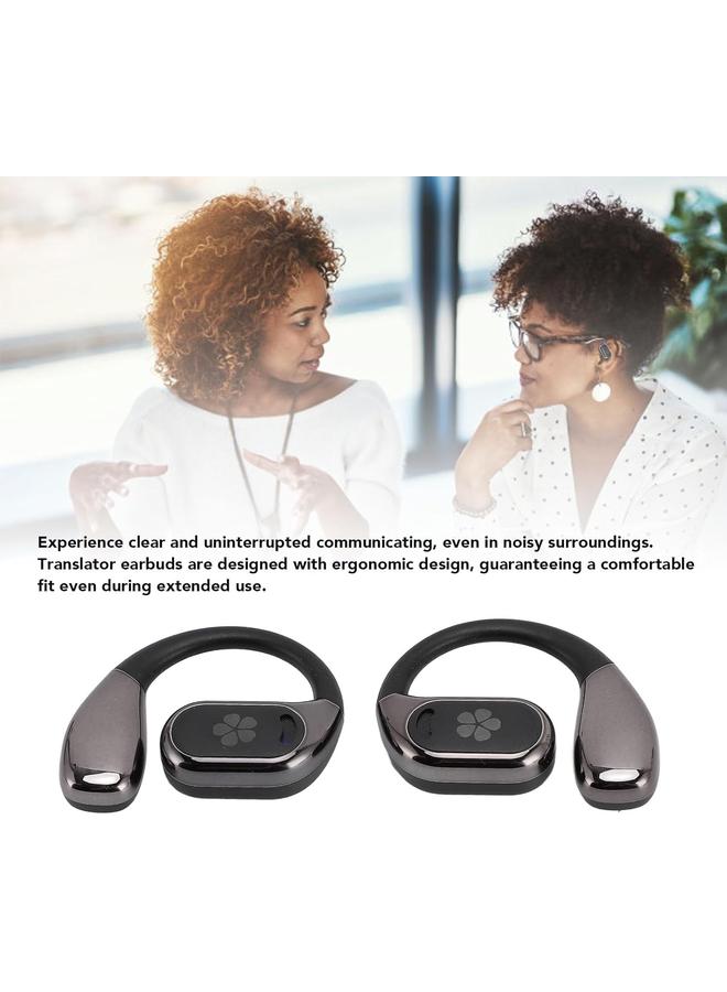 M76 Language Translator Earbuds, 133 Languages Real Time Translation Device TWS, Noise Reduction AI Online Instant Voice Translator for Travel, Business (Black) - Image 3