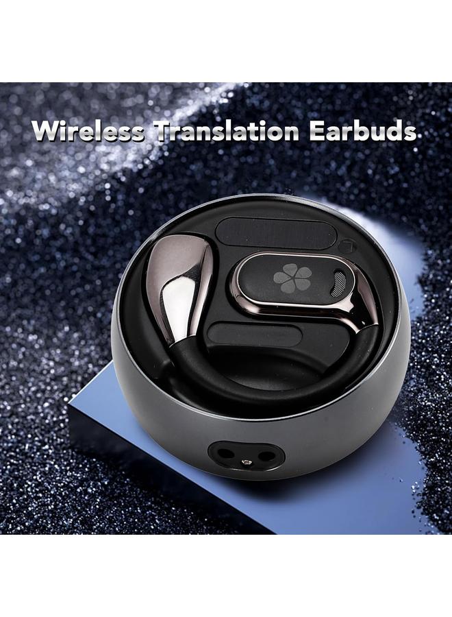 M76 Language Translator Earbuds, 133 Languages Real Time Translation Device TWS, Noise Reduction AI Online Instant Voice Translator for Travel, Business (Black) - Image 2
