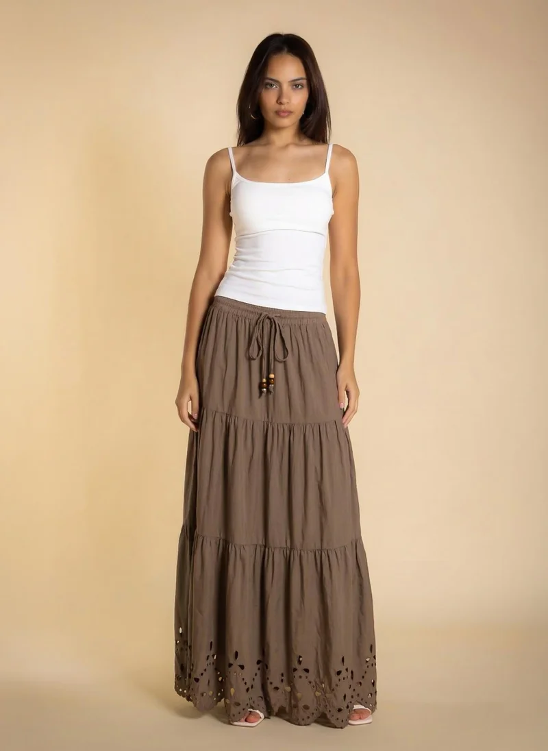 شايبس DETAIL CUTWORK MAXI SKIRT