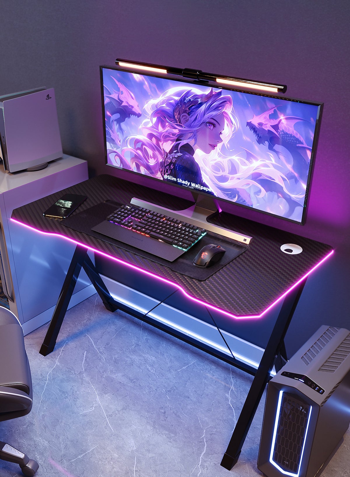 Computer Desk Riyadh VariFurnx Gaming Desk 120cm With Smart Bluetooth Led Strip Music Sync ...
