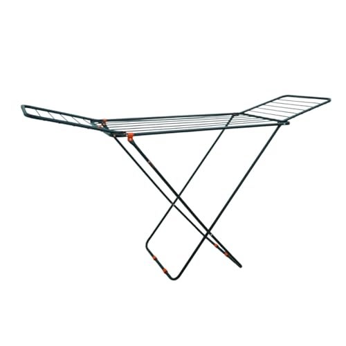 BonKaso Foldable Cloth Drying Stand for Drying Clothes, 3-Way Folding with 20 Drying Rails, Lightweight Alloy Steel, Flat Folding Design | Indoor & Outdoor Clothes Dryer Orange - Image 1