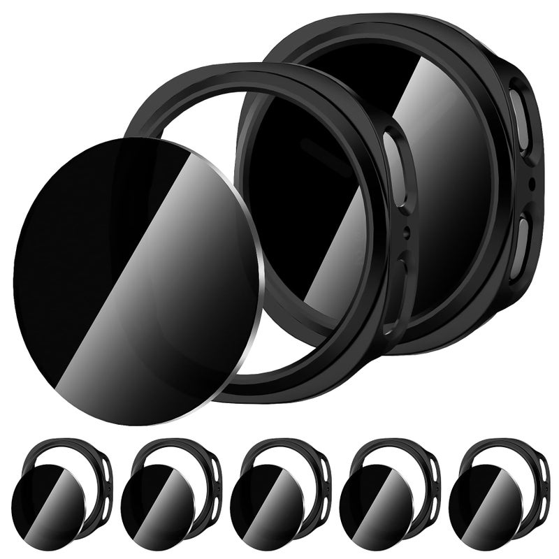 Suoman 5+5 Pack for Samsung Galaxy Watch 8 44mm Privacy Case, [Anti-Peeping] Tempered Glass Screen Protector, Hard PC Hollow Out Bumper Protective Cover - Image 5