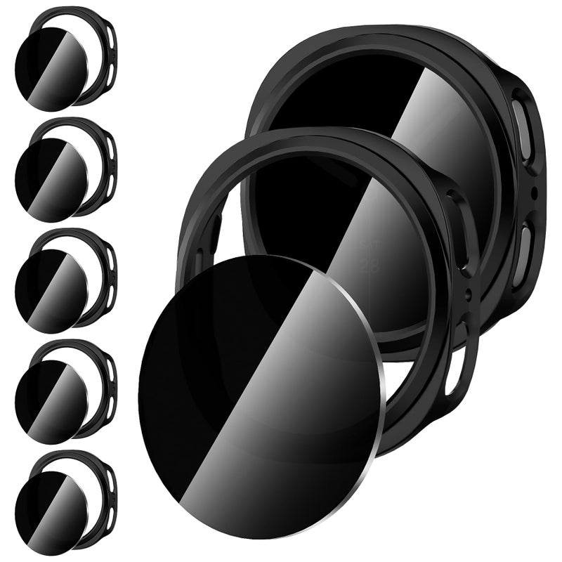 Suoman 5+5 Pack for Samsung Galaxy Watch 8 44mm Privacy Case, [Anti-Peeping] Tempered Glass Screen Protector, Hard PC Hollow Out Bumper Protective Cover - Image 1