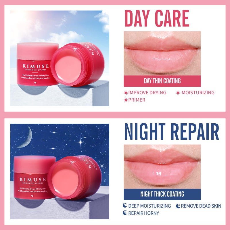 KIMUSE Lip Mask Set, 4PCS Lip Sleeping Mask Overnight Treatment Lip Care Products, Moisturize & Nourish, Cracked Dry Lips, Intense Hydration with Shea Butter (SET) - Image 5