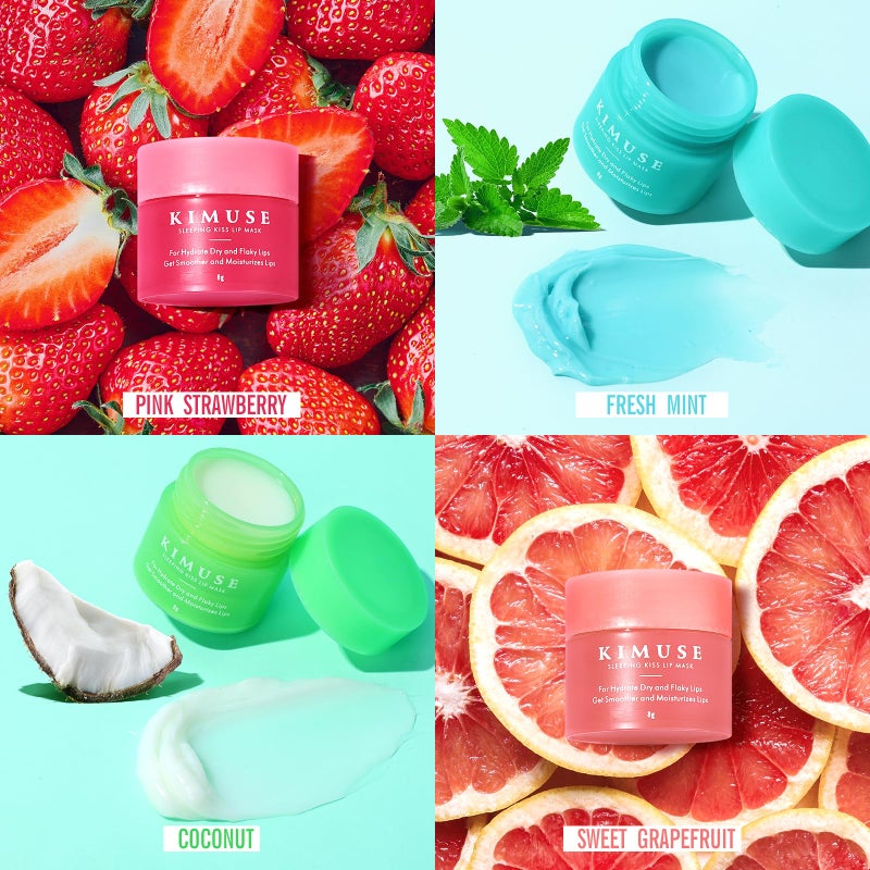 KIMUSE Lip Mask Set, 4PCS Lip Sleeping Mask Overnight Treatment Lip Care Products, Moisturize & Nourish, Cracked Dry Lips, Intense Hydration with Shea Butter (SET) - Image 4