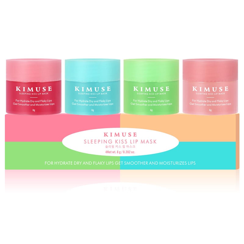 KIMUSE Lip Mask Set, 4PCS Lip Sleeping Mask Overnight Treatment Lip Care Products, Moisturize & Nourish, Cracked Dry Lips, Intense Hydration with Shea Butter (SET) - Image 1
