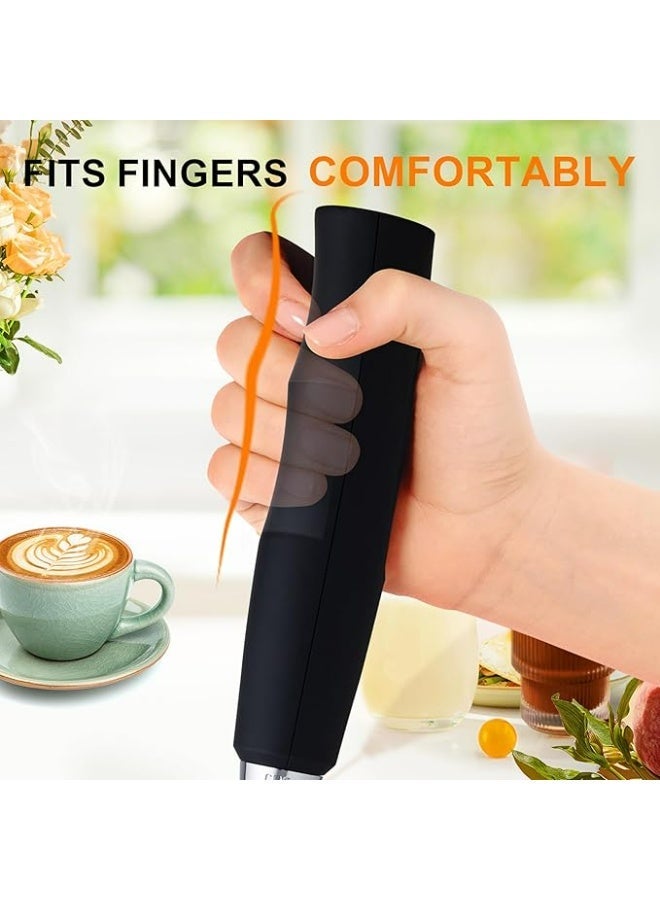 Black Handheld Milk Frother Wand for Coffee, Rechargeable Electric Whisk with 3 Heads 3 Speeds Drink Mixer Coffee Frother for Latte, Cappuccino, Chocolate - Image 4