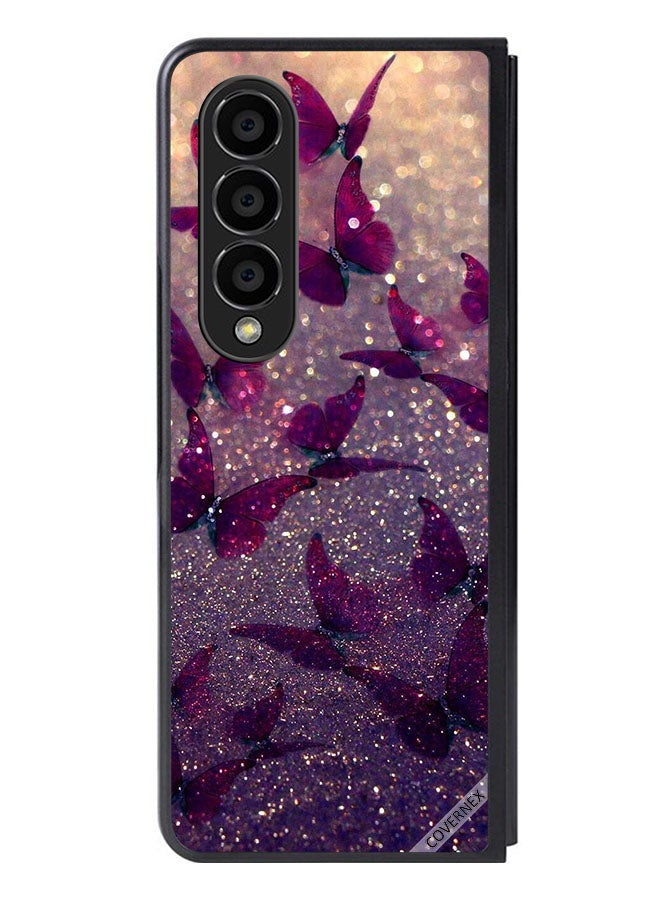 Covernex غطاء واقي لهاتف سامسونج جالاكسي زد فولد 4 بتصميم فراشات لامعة - Image 1