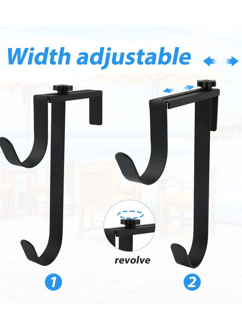 2PCS Double Pool Pole Hooks, Adjustable Thickened Panel Rustproof Pool Fence Hooks Metal Equipment Hooks for Vinyl Fence Pool, Wall, Skimmers, Hose, Swimming Pool Accessories  (Black) - Image 2