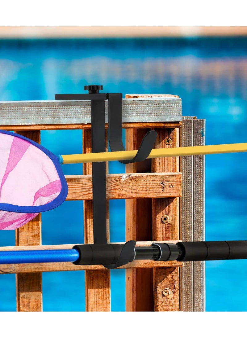 2PCS Double Pool Pole Hooks, Adjustable Thickened Panel Rustproof Pool Fence Hooks Metal Equipment Hooks for Vinyl Fence Pool, Wall, Skimmers, Hose, Swimming Pool Accessories  (Black) - Image 4