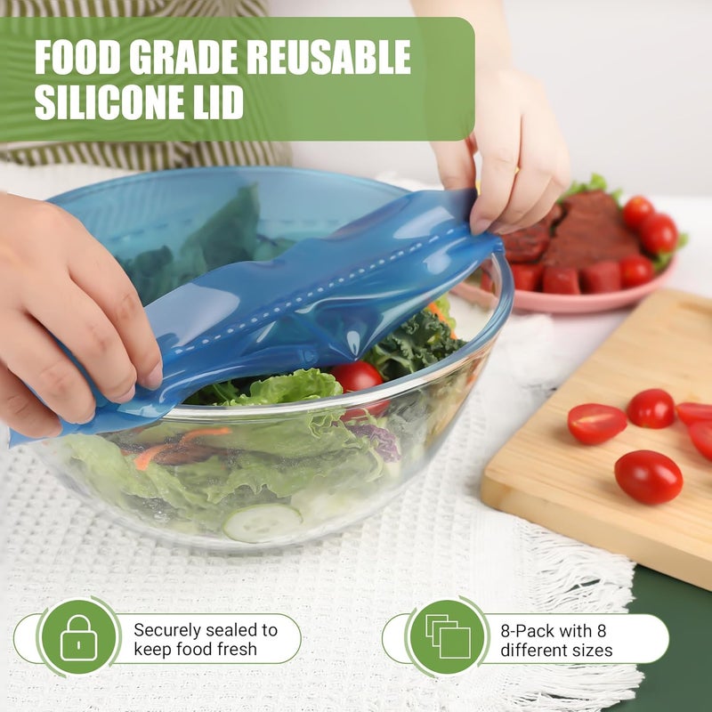 Rottogoon Silicone Stretch Lids for Food Storage in Fridge, Reusable Elastic Bowl Covers for Cup, Cans, Jars, Round & Rectangle Container, Food Grade Silicone Microwave Food Cover, Heat-Resistant, 8PCS - Image 4