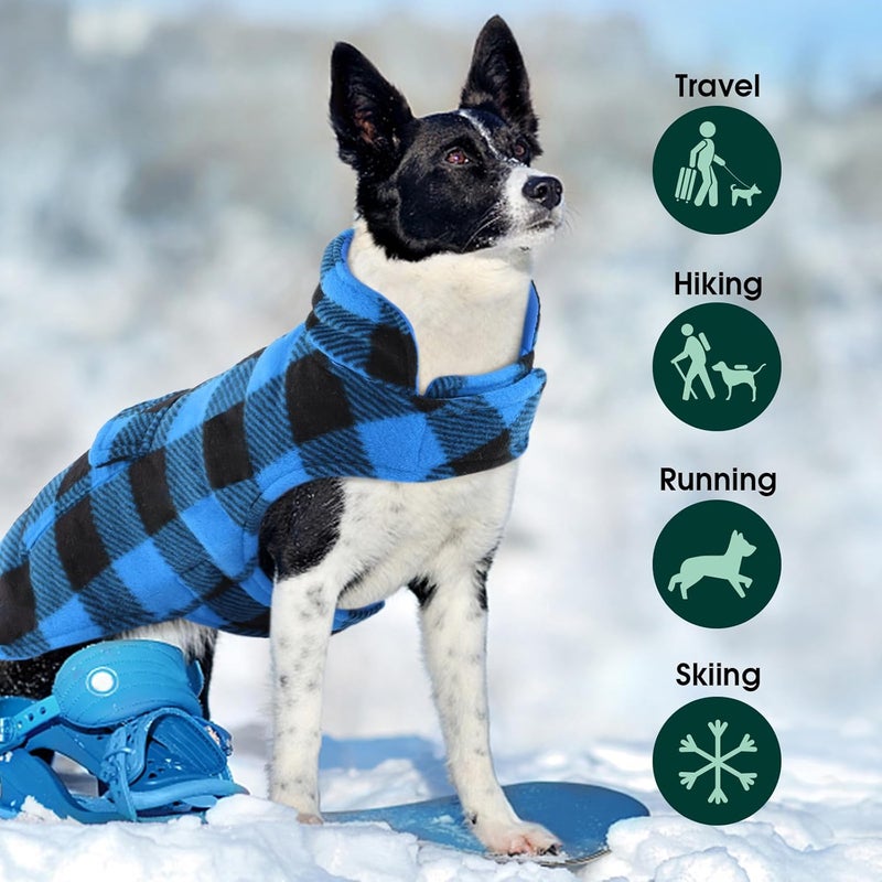 Kuoser Dog Winter Coat, Windproof Dog Fleece Jacket British Style Plaid Cold Weather Doggie Vest Coats, Reversible Cozy Warm Puppy Clothes Pet Apparel for Small Dogs XS - Image 5