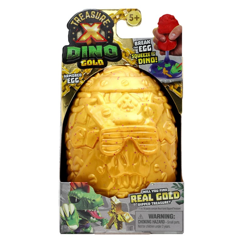 Treasure X Dino Gold Armored Egg. Break The Egg. Squeeze The Ooze Out. Smash The Fossil to Find The Treasure. Then Build The Dino and Display. Styles May Vary - Image 2