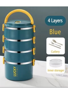 Large Divided Portable Lunch Box with Insulated Stainless Steel Soup Bowl