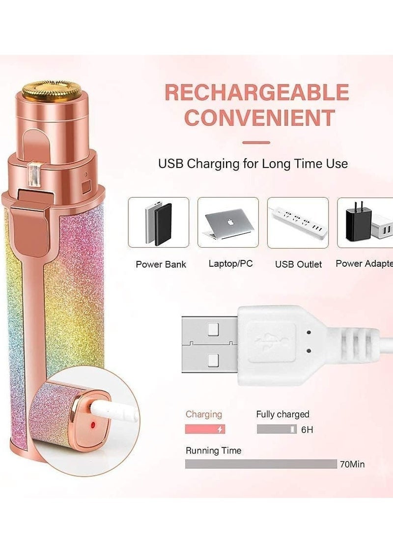Facial Hair Remover for Women, 2 in 1 Electric Face and Eyebrow Trimmer for Women, Painless, USB Rechargeable, Stylish Hair Trimmer with Built-in LED Light for Lip, Chin, Nose - Image 4