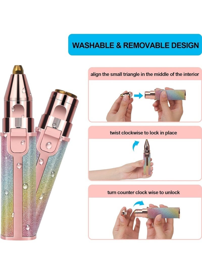 Facial Hair Remover for Women, 2 in 1 Electric Face and Eyebrow Trimmer for Women, Painless, USB Rechargeable, Stylish Hair Trimmer with Built-in LED Light for Lip, Chin, Nose - Image 5