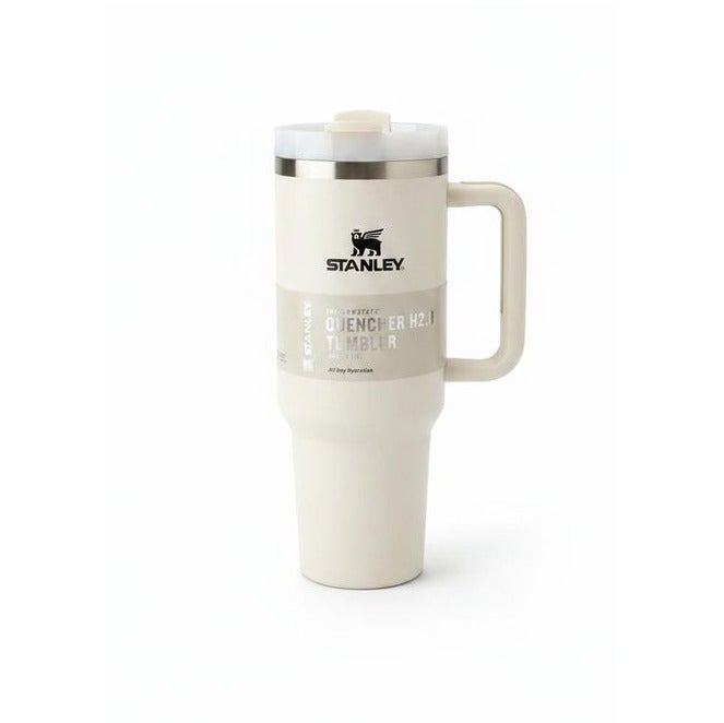 Stanley cup 40 oz Thermal Mug with Straw and Handle, 1180 ml Coffee Mug To Go, Double-Walled Stainless Steel Vacuum Insulated Mug with Lid, Portable Car Mug for Hot and Cold Drinks (Off-White) - Image 2