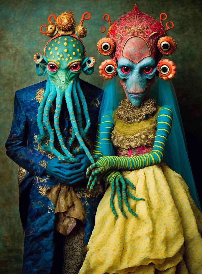Cross & Glory - Meet The Aliens: Xantara and Nykara - 1000 Piece Jigsaw Puzzle | Unique Alien Couple Artwork | Satin Finish - Image 1