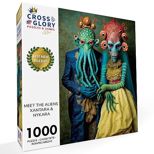 Cross & Glory - Meet The Aliens: Xantara and Nykara - 1000 Piece Jigsaw Puzzle | Unique Alien Couple Artwork | Satin Finish - Image 3