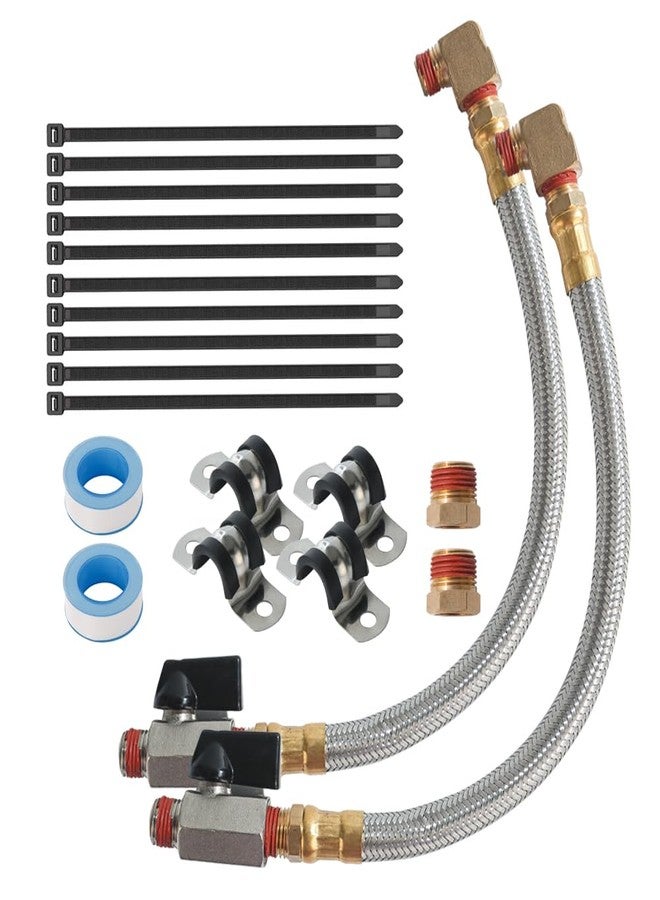 SUNROAD 2 Pack Extended Tank Drain Valve Assembly Kit for Air Compressor, Including 10 Inches Air Compressor Tank Drain Hose 1/4 inch NPT, 1/4" to 3/8" Brass Adapter and Thread Seal Tape - Image 1