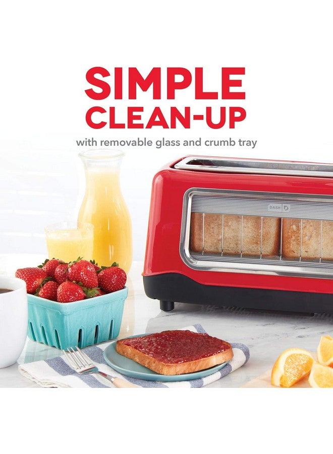 Dash DASH Clear View Toaster - Compact Design with 7 Browning Levels & Clear-View Window, Extra-Wide Slot Large Toaster, 1-Touch Defrost, Reheat & Bagel Functions - Easy Clean Up Crumb Tray (Red)  - Image 5