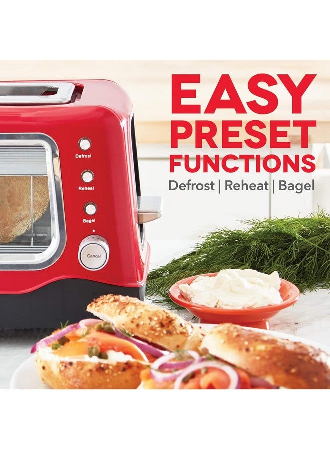 Dash DASH Clear View Toaster - Compact Design with 7 Browning Levels & Clear-View Window, Extra-Wide Slot Large Toaster, 1-Touch Defrost, Reheat & Bagel Functions - Easy Clean Up Crumb Tray (Red)  - Image 4