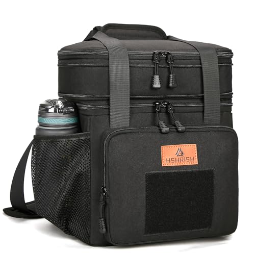 HSHRISH Expandable Xlarge Tactical Lunch Box for Adults, Leakproof Insulated Lunch Bag with Lots of Storage Space, Durable Cooler Bag for Men Women Work Outdoor Picnic Trips, 22L(Black) - Image 1