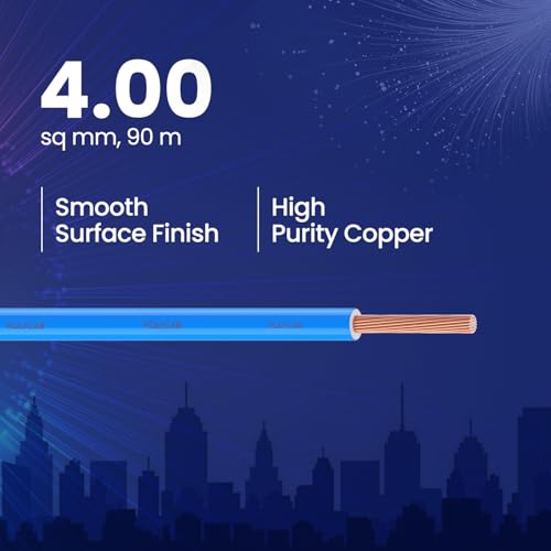 Polycab Suprema 4 sqmm Electron beam technology housewire|405C heat withstand capacity| No melt-No drip PVC insulation| 60 years product life|85% higher current carrying capacity|90M coil【Blue】 - Image 2
