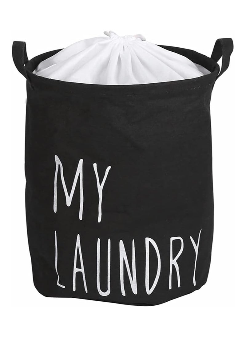 Fabric Folding Laundry Hamper Bucket Cylindric Burlap Canvas Storage Basket