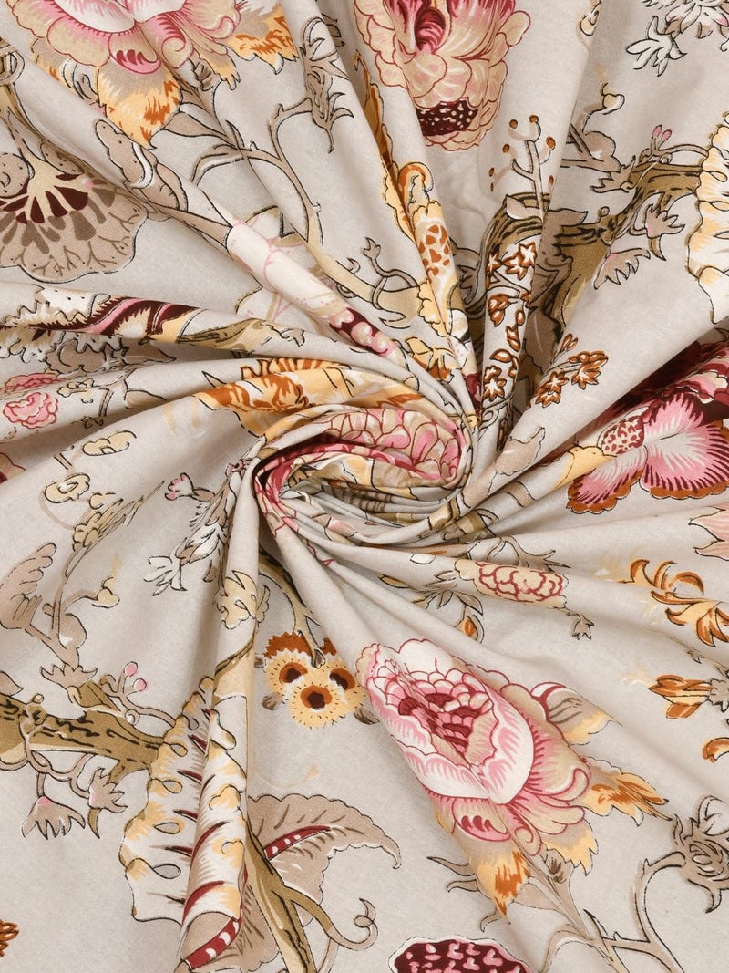 Clasiko 6 Seater Oval Dining Table Cover; 60x90 Inches; Material - Cotton; Multicolor Flowers On Beige - Image 5