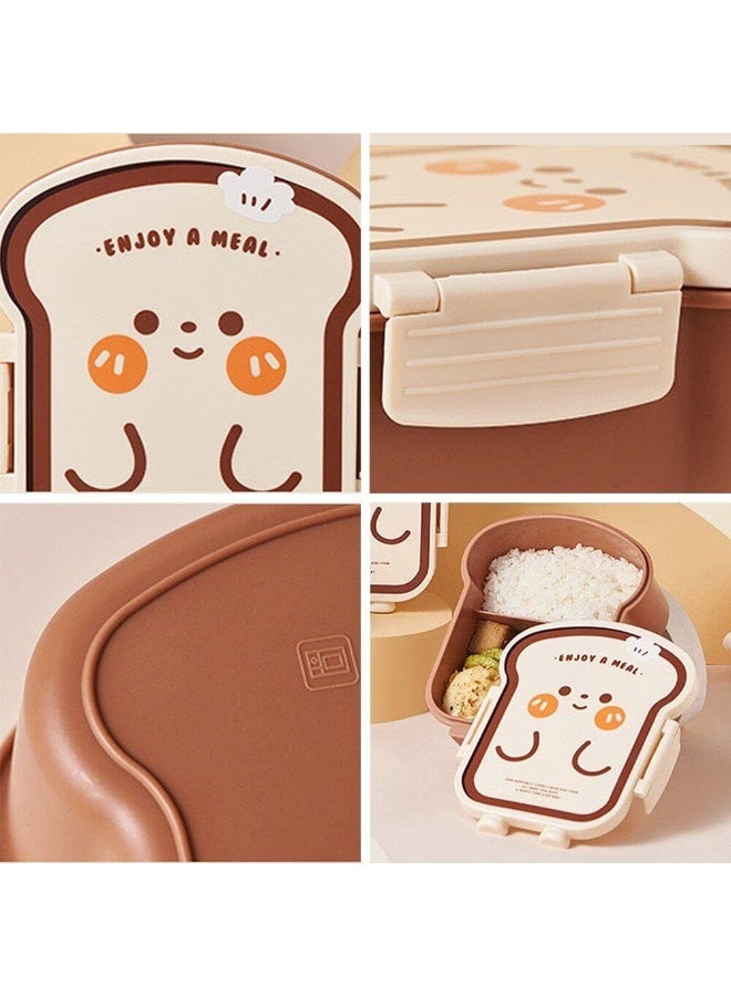 SYOSI Bento Lunch Box, Bread Shape Food Storage Container Leak Proof Lunch Box for Students and Adults Snack Box for Sandwich Fruit Salad School Office Travel Use - Image 2