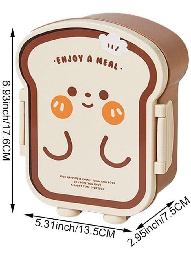 SYOSI Bento Lunch Box, Bread Shape Food Storage Container Leak Proof Lunch Box for Students and Adults Snack Box for Sandwich Fruit Salad School Office Travel Use - Image 3