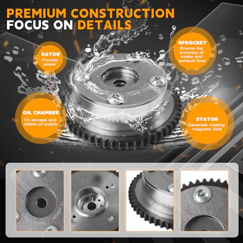 PANGOLIN 2PCS 24350-2E001 24370-2E000 Exhaust Intake VVT Timing Camshaft Adjuster Sprocket Timing Gear Cam Phaser fit for 2011-2014 Hy-undai Elantra 1.8L L4, for 2012-2013 Kia Soul 2.0L L4 Engine - Image 5