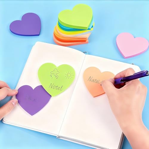 JIOMULIG Heart Sticky Notes 800 Sheets 3x3 inch Self-Stick Note Pads for Notebook Office School Teacher Supplies Desk Accessories Valentines Day Gifts Galentines Day Decorations 100 Sheets/pad 8 Pads - Image 5