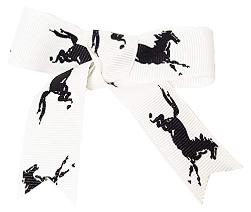 Q-YO شريط قماش جروغرين 7/8" مجموعة كاوبوي/حصان لتغليف هدايا، صنع إكسسوارات دبابيس الشعر، الحرف، الزينة (10 ياردة (2x5 ياردة) 7/8" حصان-أبيض/أسود) - Image 2