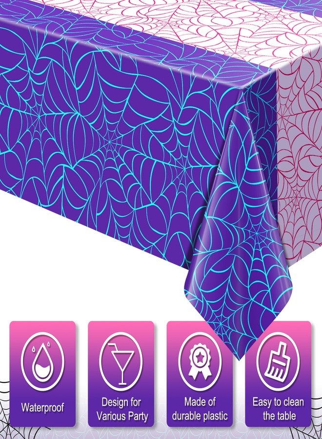 KEASKELL 6Pcs Spider Web Themed Birthday Party Tablecloths Decorations,Pink and Purple Hero Plastic Table Cover Disposable Rectangle Table Cloth for Baby Shower Kids Boys Birthday Party Supplies,54x108 Inch - Image 3