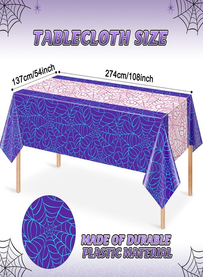 KEASKELL 6Pcs Spider Web Themed Birthday Party Tablecloths Decorations,Pink and Purple Hero Plastic Table Cover Disposable Rectangle Table Cloth for Baby Shower Kids Boys Birthday Party Supplies,54x108 Inch - Image 2