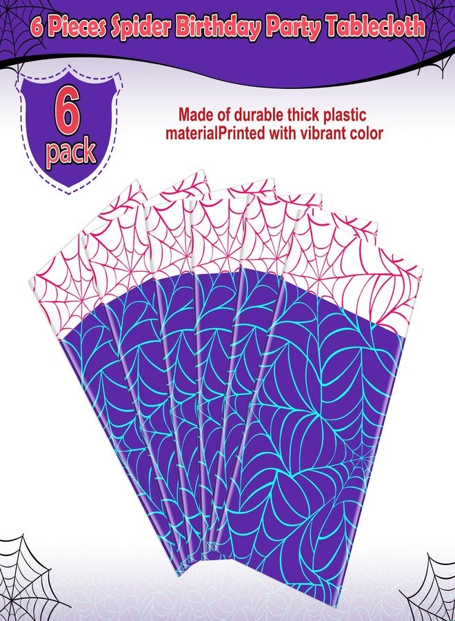 KEASKELL 6Pcs Spider Web Themed Birthday Party Tablecloths Decorations,Pink and Purple Hero Plastic Table Cover Disposable Rectangle Table Cloth for Baby Shower Kids Boys Birthday Party Supplies,54x108 Inch - Image 4