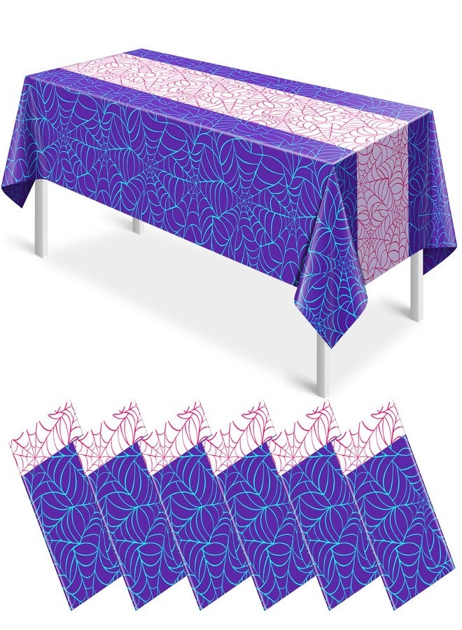 KEASKELL 6Pcs Spider Web Themed Birthday Party Tablecloths Decorations,Pink and Purple Hero Plastic Table Cover Disposable Rectangle Table Cloth for Baby Shower Kids Boys Birthday Party Supplies,54x108 Inch - Image 1