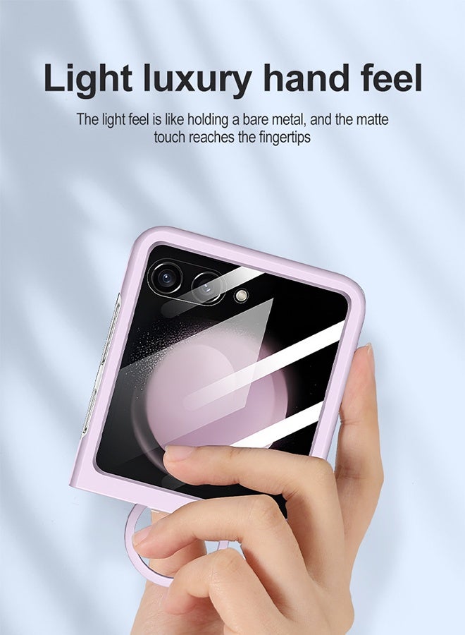 Case Compatible with Samsung Galaxy Z Flip 7, Hard PC Slim Shockproof Anti-Scratch Protective Phone Cover, with Ring Holder - Purple - Image 2