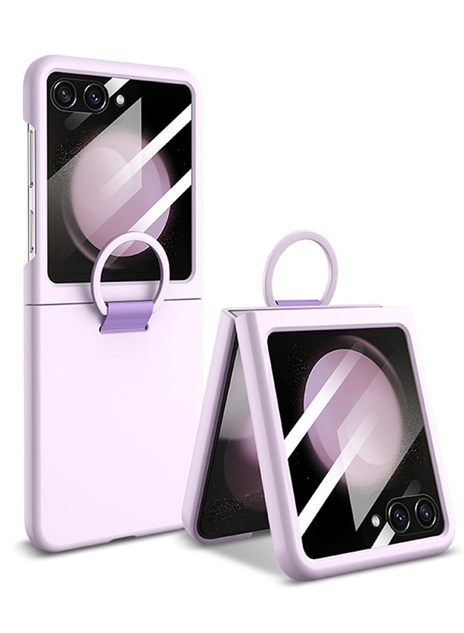 Case Compatible with Samsung Galaxy Z Flip 7, Hard PC Slim Shockproof Anti-Scratch Protective Phone Cover, with Ring Holder - Purple - Image 1